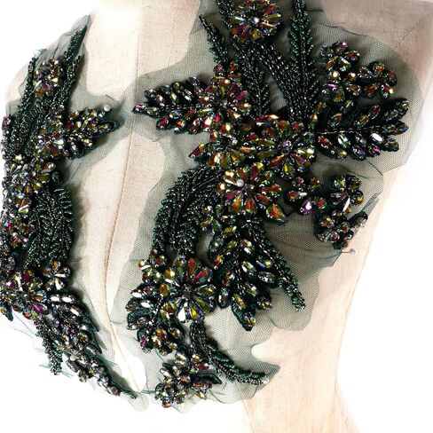 Silver Rhinestons Appliques, Beaded Appliques Embellishments,sew on for Dresses,Banquet Evening Gown, Photograph Shot,scrafts Decoration by Pair in Kuwait