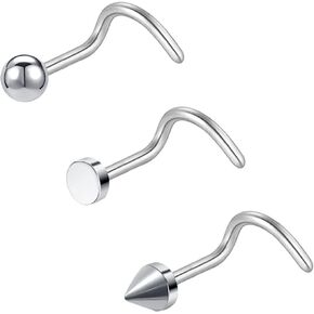 4-6pcs Grade 23 Titanium Nose Studs, 20G CZ Tiny Nose Rings, Nose Piercing Jewelry for Women Men, Nose Bone/Screws/L Shaped
