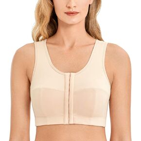 Women's Front Closure Plus Size Full Coverage Back Support Wireless Bra