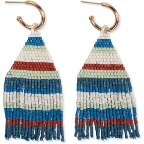 INK+ALLOY Women's Beaded Fringe and Mini Gold Hoop 2 in 1 Earrings, James Seed Bead Boho Short Dangle Western Earrings, Handmade Jewelry for the Modern Bohemian, 2.75-Inches