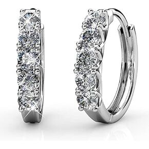 Hoop Loop Earrings Dangle 18K White Gold Plated with Crystal Sparking Gift for Wife Mother Gift for Women Xmas Christmas Gift