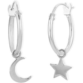 Boma Jewelry Sterling Silver Moon & Star Endless Hoop Earrings