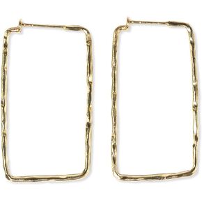 INK+ALLOY Women's Large Rectangle Hoops, Athena Thin Brass Elegant Geometric Hoop Earrings, Handmade Jewelry for the Modern Bohemian, 1.6-Inch L (Gold)