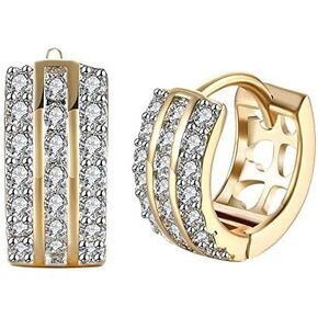 14K Gold Plated Cubic Zirconia CZ Simulated Diamond Huggie Cartilage Hoop Earrings for Women Men