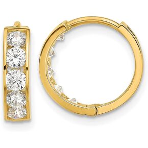 14k Yellow Gold Polished CZ 4x14mm Huggie Hoop Earrings 14x14.5 mm in Kuwait