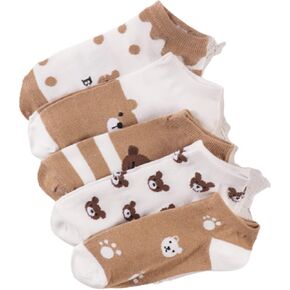 SHENHE Women's 5 Pairs Cute Cartoon Bear Print Low Cut Breathable Ankle Socks in Kuwait