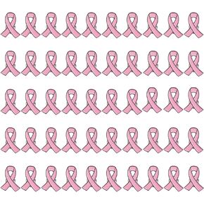 دبابيس شريطية بلون بينك للتوعية بسرطان الثدي من 50 قطعة، دبابيس مطلية بالمينا، بروش الامل، من الحديد، بدون احجار كريمة in Kuwait