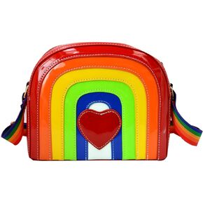 Goclothod Girls Rainbow Shoulder Bag PU Leather Handbags Cute Tote Purse Small Messenger Bag