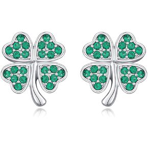 أربع أوراق البرسيم أقراط 925 الفضة الاسترليني شامروك أقراط البرسيم الأخضر أقراط المجوهرات الأيرلندية هدايا عيد القديس باتريك للنساء الفتيات in Kuwait