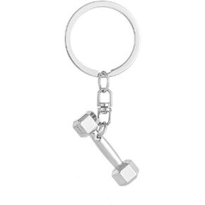 ARFUKA Keychain Dumbbell Pendant Keyring Metal Unisex Key Organizer Holder Funny Keyring Birthday Christmas Wedding Valentine's Day Gift for Men and Women Silver