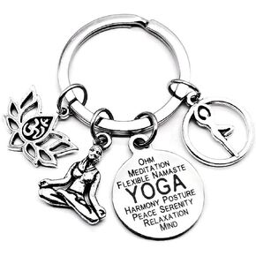 Yoga Keychain Yoga Instructor Gift Yoga Teacher Om Ohm Buddha Om Symbol Lotus Flower Charm Namaste Meditation Yoga Poses Zen Gift Yoga Key Ring Yoga gift Yoga Key Chain