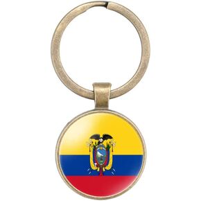 vmcoatdu Ecuador National Flag Restore Ancient Key Chain Keyring Gift Men Women Keychain Alloy and Inlaid Glass Materials