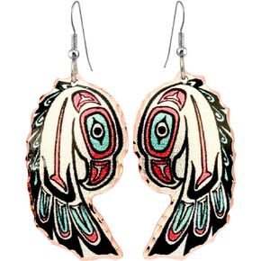 Northwest Coast Alaska Native Animals SpiritsTotem Earrings/Alaska Totem Earrings/Eagles/Lovebird/Beaver/Wolf/Whales/Owl/Sun/Salmon/Alaska Jewelry