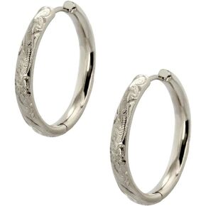 Hoop Earrings Hawaiian Style by Austaras - Set of Two Earrings 14K Gold Plated 13mm Hypoallergenic 316L Stainless Steel Jewelry Plumeria Flower