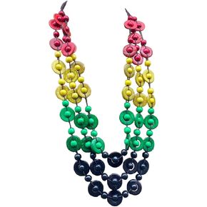 Fuqimanman2020 Bohemian Wooden Coconut Shell Wood Beaded Choker Necklace African Ethnic Colorful Long Layered Bib Multilayer Flower Geometric for Women Girl Chunky Party Costume Vaction Jewelry