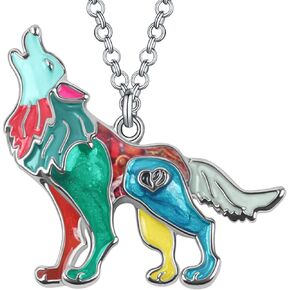 Enamel Alloy Wolf Necklace Pendant Fashion Jewelry Cute Charms Gifts for Women Girls