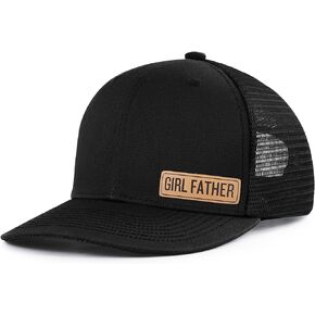 Lichfamy Girl Father Hat for Dad from Daughter Leather Patch Trucker Hat for Men New Dad Caps