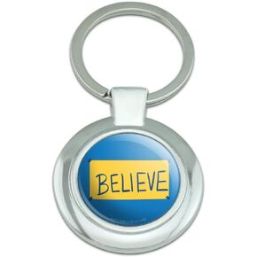 GRAPHICS & MORE Ted Lasso Believe Keychain Classy Round Chrome Plated Metal