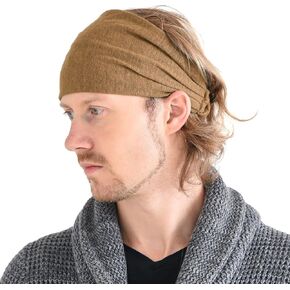 CHARM Womens Linen Head Band Mens Bandana Natural Elastic Hairband Sports Fashion Wrap