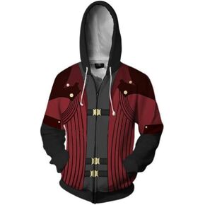 Xuminvty Vergil Black Zip Up Hoodies Sweatshirt Men Dante Cosplay Jacket Halloween Costume Coat