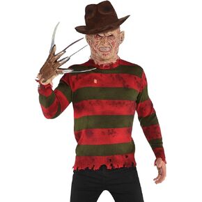 Amscan Freddy Krueger Deluxe Sweater Halloween Costume for Adults, A Nightmare on Elm Street