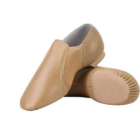 Dynadans Unisex PU Leather Upper Slip-on Jazz Shoe with Arch Insert for Women and Men's Dance Shoes