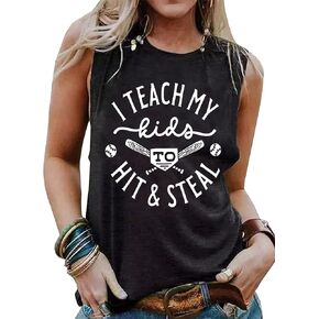 Baseball Tank Top for Women Funny Softball Graphic Tees Workout Casual Summer Sleeveless Muscle Shirt