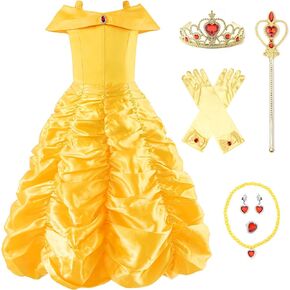 Uhdear Girl's Off Shoulder Princess Dress Layered Costume with Aceessories