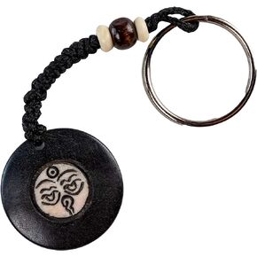 Zen Canyon Buddha Eyes Black White Yak Bone Key Chain Ring - Eco-friendly Fair Trade