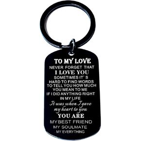 Valentine's Day Gifts For Him To My Love Keychain i love you keychain Birthday Gifts for Boyfriend Key Chain Jewelry Key Ring, Black, 50mm*12mm in Kuwait