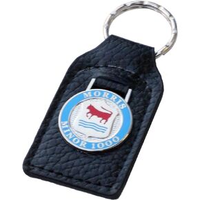 Morris Minor 1000 Leather and Enamel Key Ring Key Fob