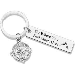 Mountain Lover Gifts Adventure Keychain Traveler Gifts for Women Mountain Gifts Adventure Jewelry Nature Lover Keychain for Men Women Teenager Inspirational Gift Outdoor Keychain