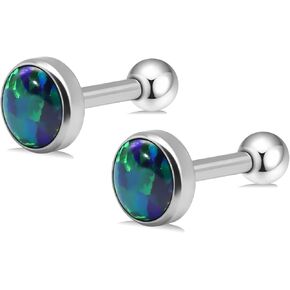 16g Titanium Internally Threaded Earrings with Screw Back for Sensitive Ears Hypoallergenic Cartilage Tragus Helix Ear Piercing Diameter