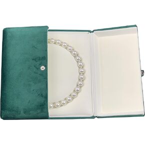 JunningGor Velvet Pearl Display Box Jewelry Necklace Showcase Long Chain Holder Storage Case (Red)