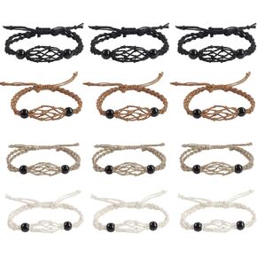 Anjiucc 12 PCS Crystal Cage Necklace Holder Necklace Cord Empty Stone Holder Pendant Stone Holder Replacement Hand-Woven Necklace Cord with Adjustable Length in Kuwait