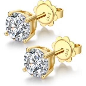 JiaYang Sparkling Round Cut/Square Cut CZ Diamond Stud Earrings 925 Sterling Silver Cubic Zirconia Stud Earrings Hypoallergenic CZ Studs Earrings for Women/Men Unisex Earrings Studs 4MM-8MM