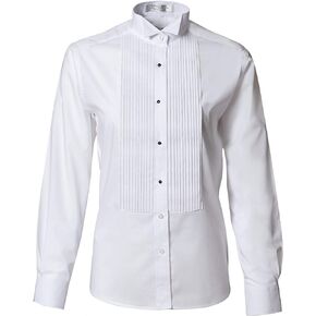 Women's Pleated Wing Collar Tuxedo Shirt