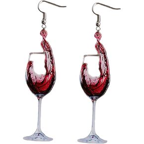 Lifelike 3D Simulation Beer Mug Earrings Miniature Wine Glass Dangle Drop Earrings for Women Girls Cute Funny Food Ear Jewelry