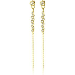 SLUYNZ Sterling Silver CZ Drop Earrings for Women Teen Girls Small CZ Dangle Earrings Chain