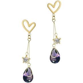 Austrian Crystal Earrings Love Heart Gold Plated Rhinestone Star Teardrop Drop Dangle Earrings Cubic Zirconia Statement Love Earrings for Women Girls Valentines