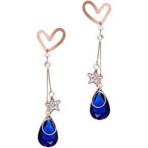 Austrian Crystal Earrings Love Heart Gold Plated Rhinestone Star Teardrop Drop Dangle Earrings Cubic Zirconia Statement Love Earrings for Women Girls Valentines