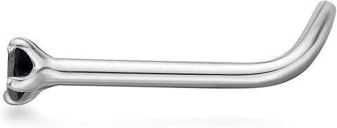 Lavari Jewelers 0.01 to 0.07 Carat Black Diamond Curved Screw Nose Ring for Women in 14k White or Yellow Gold 22 Gauge Nose Ring in Kuwait