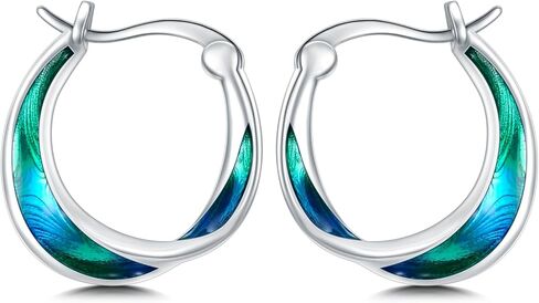 أقراط حلقية من الفضة الإسترلينية عيار 925 من موبيوس للنساء، مجوهرات متدرجة الألوان للفتيات، أقراط حلقية آمنة لا تسبب الحساسية هدية للزوجة، أفضل صديق، عيد ميلاد in Kuwait