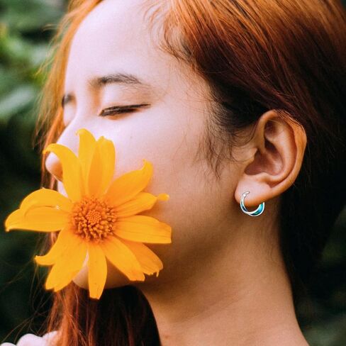 أقراط حلقية من الفضة الإسترلينية عيار 925 من موبيوس للنساء، مجوهرات متدرجة الألوان للفتيات، أقراط حلقية آمنة لا تسبب الحساسية هدية للزوجة، أفضل صديق، عيد ميلاد in Kuwait