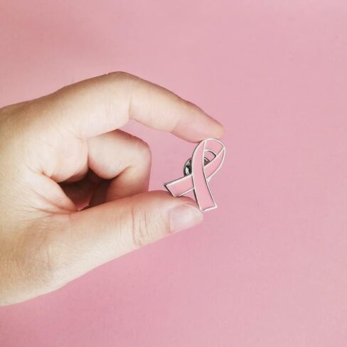 دبابيس شريطية بلون بينك للتوعية بسرطان الثدي من 50 قطعة، دبابيس مطلية بالمينا، بروش الامل، من الحديد، بدون احجار كريمة in Kuwait