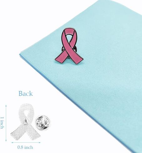دبابيس شريطية بلون بينك للتوعية بسرطان الثدي من 50 قطعة، دبابيس مطلية بالمينا، بروش الامل، من الحديد، بدون احجار كريمة in Kuwait