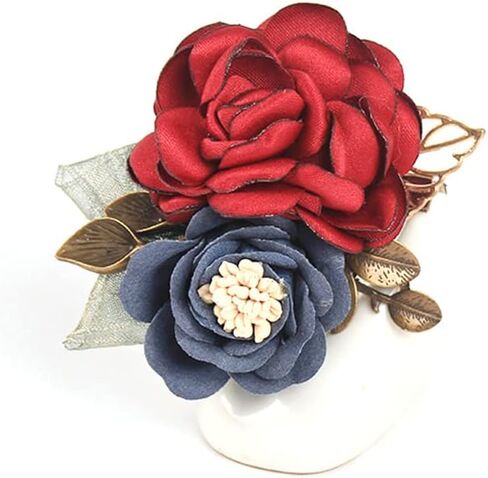 Chamvino Women's fabric flower brooch fashion coat brooch brooch hairpin head flower dual purpose (Multi-color optional) in Saudi Arabia
