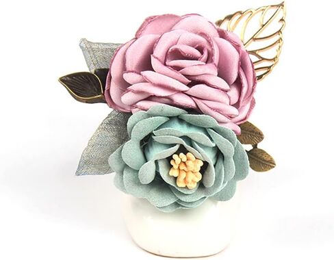 Chamvino Women's fabric flower brooch fashion coat brooch brooch hairpin head flower dual purpose (Multi-color optional) in Saudi Arabia