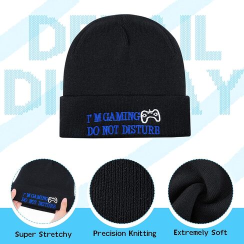4 Pieces I'm Gaming Socks Beanie Hats, Included 2 Pairs Novelty Gamer Socks Warm Casual Crew Socks and 2 Pieces Knit Hat Black Skull Cap for Women Men in Saudi Arabia