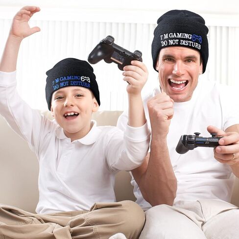 4 Pieces I'm Gaming Socks Beanie Hats, Included 2 Pairs Novelty Gamer Socks Warm Casual Crew Socks and 2 Pieces Knit Hat Black Skull Cap for Women Men in Saudi Arabia